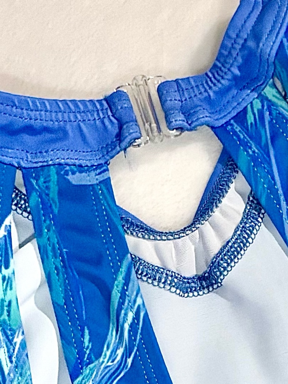 GK Jordan Chiles Performance Leotard Blue Rhinestone CM With Matching Scrunchie - Picture 10 of 11